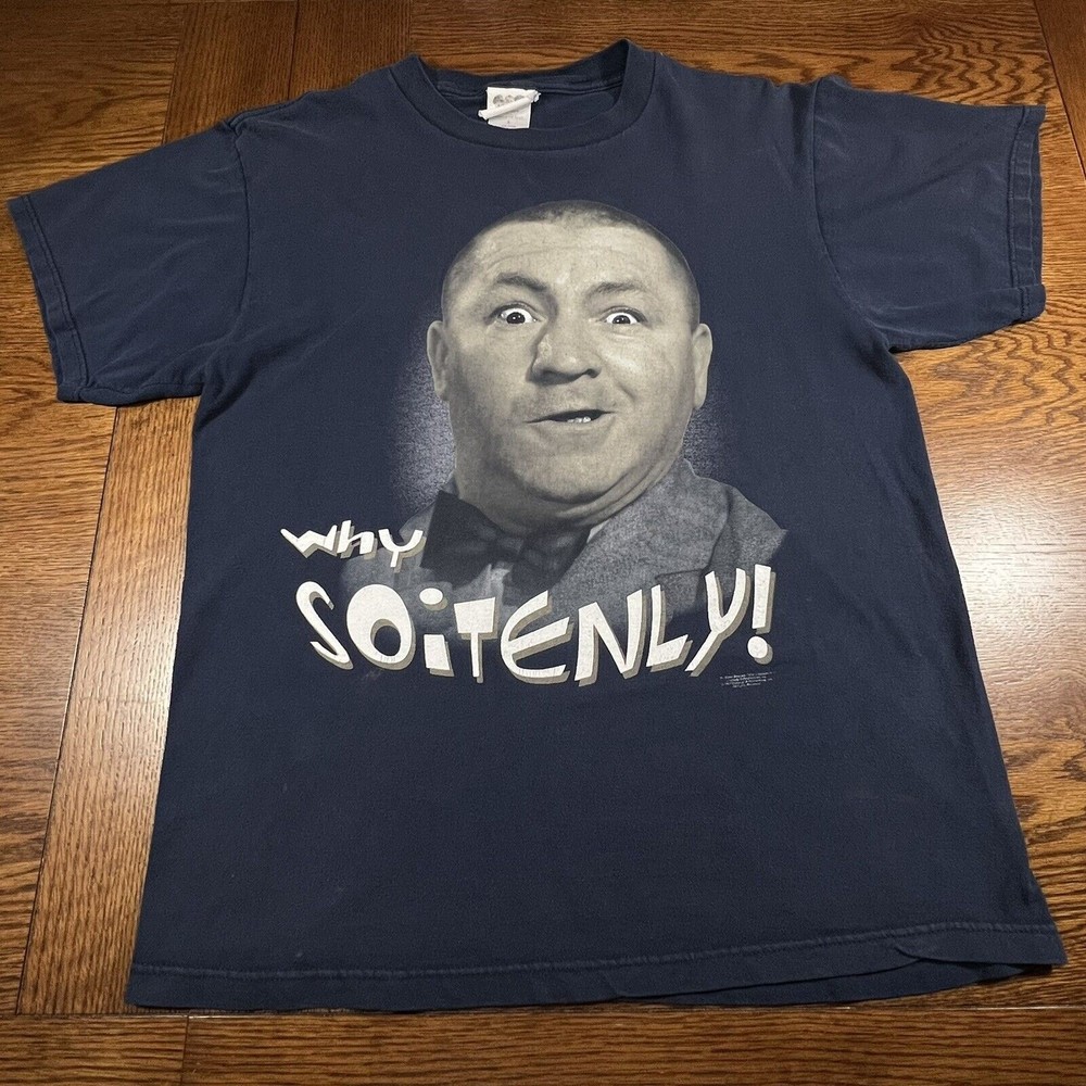 Vtg 90's Three Stooges Curly Why Soitenly Shirt L Mens T-shirt